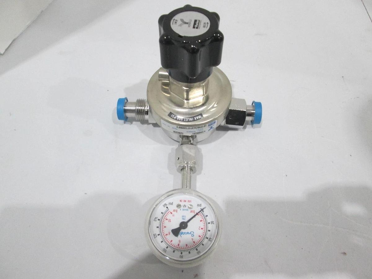 Used Veriflo, HFR902W3PXFS8MMFV, 3 Port Regulator w/ 0-160 PSI Gauge, Used