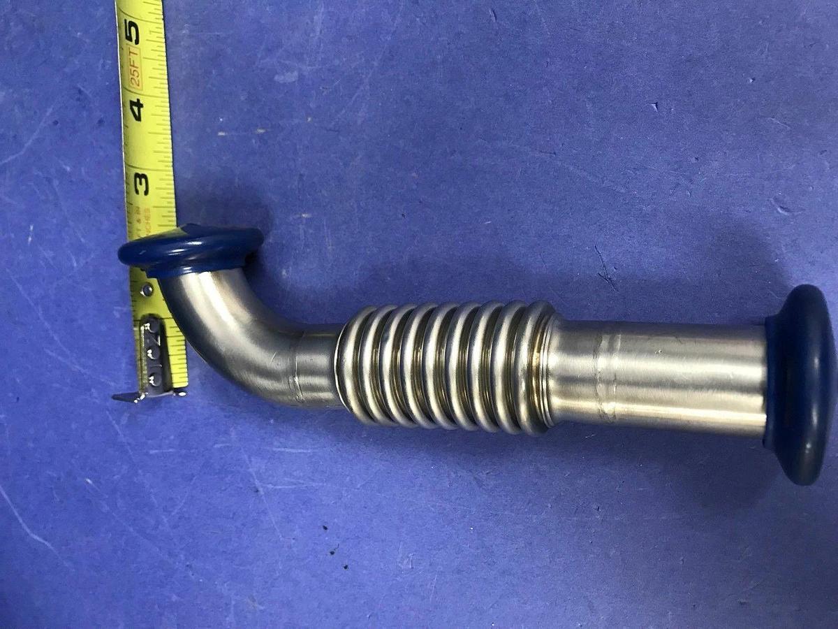SS Vacuum Pipe, 90° Elbow, Bellows Neck, NW25, 7"L, New