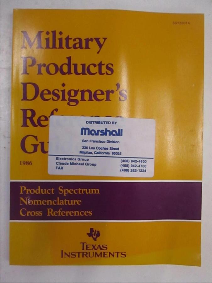 Used Texas Instruments Military Products Designers Reference Guide SGYZ001A, Used
