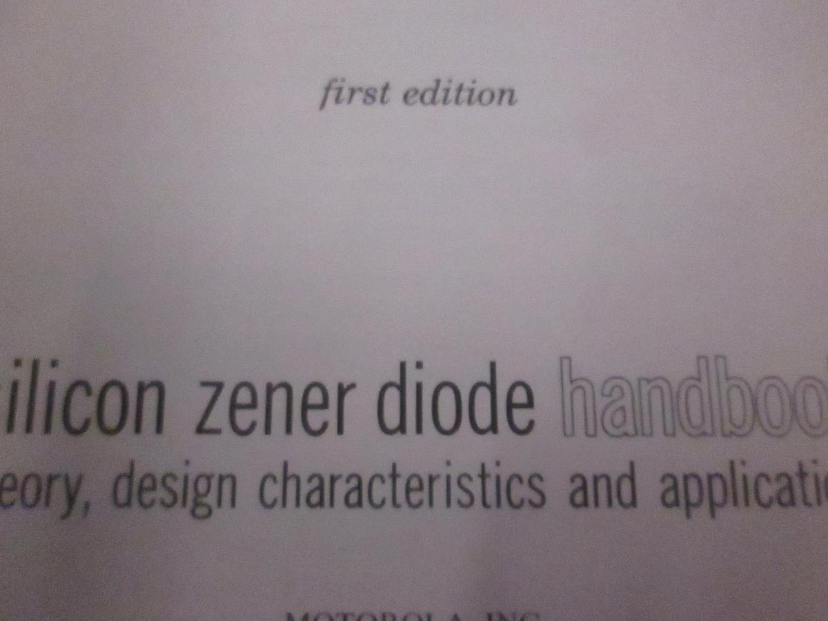 Used Motorola silicon Zener Diode Handbook First Edition, Used