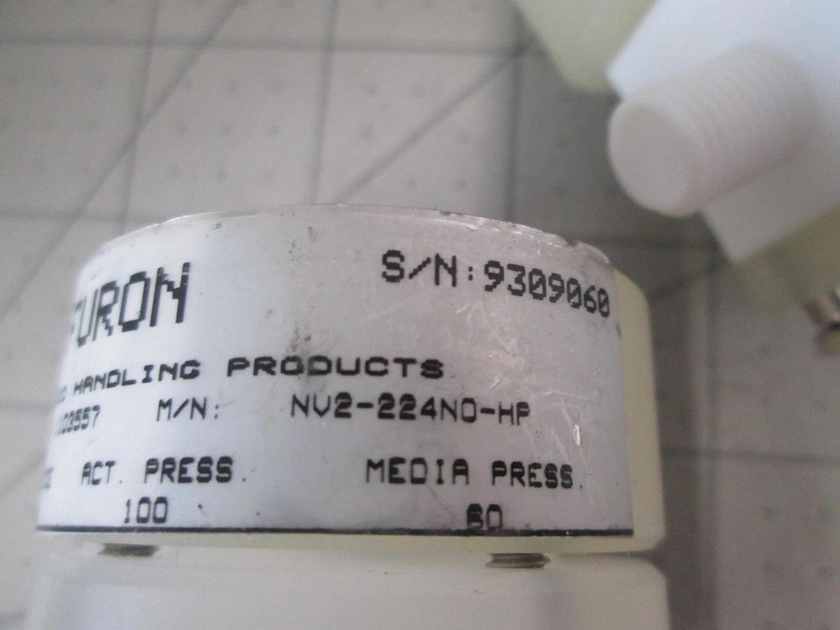 Used Furon NV2-224 High Purity N.O. Pneumatic Valve, 60 psi/100 psi, Used, Lot of 3