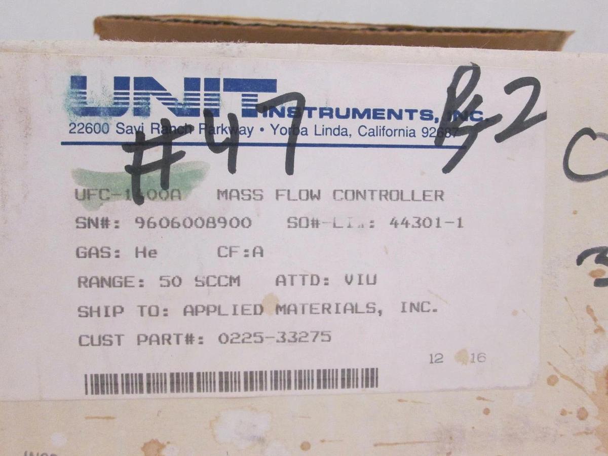Used Unit UFC-1400A Mass Flow Controller MFC, He, 50 SCCM, Used