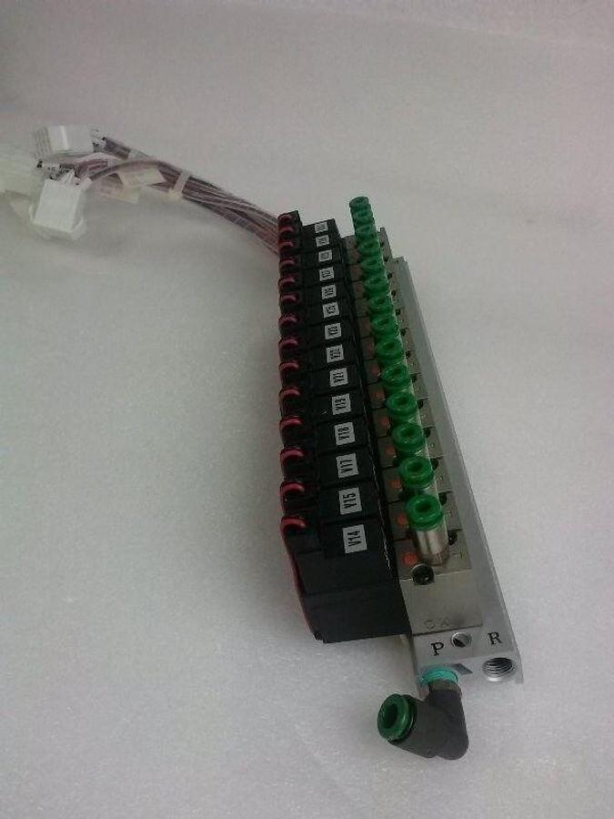 Used SMC VZ110 Solenoid Valve Assembly (14 Solenoid, Manifold)