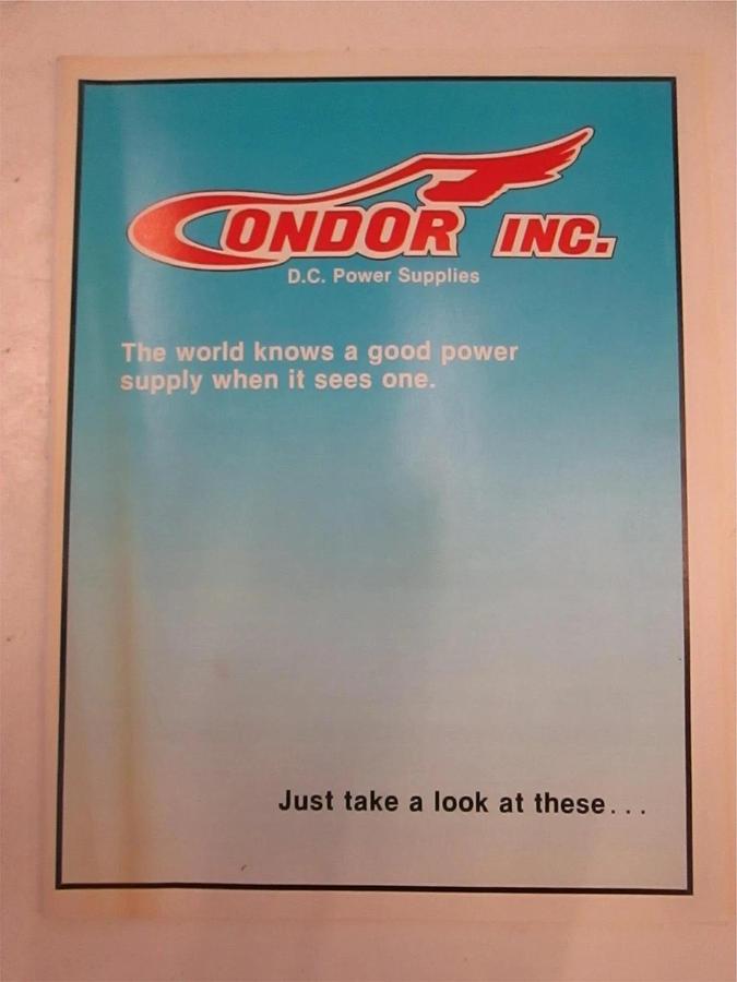 Used Condor Inc. D.C. Power Supplies Catalog, Used