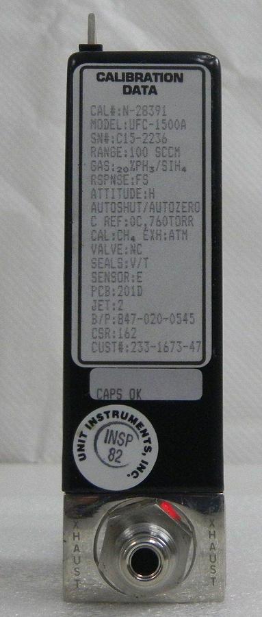 Used Unit UFC-1500A, Mass Flow Controller, Gas- SIH2CL2, Range- 75 SCCM, 1/4" M I/O