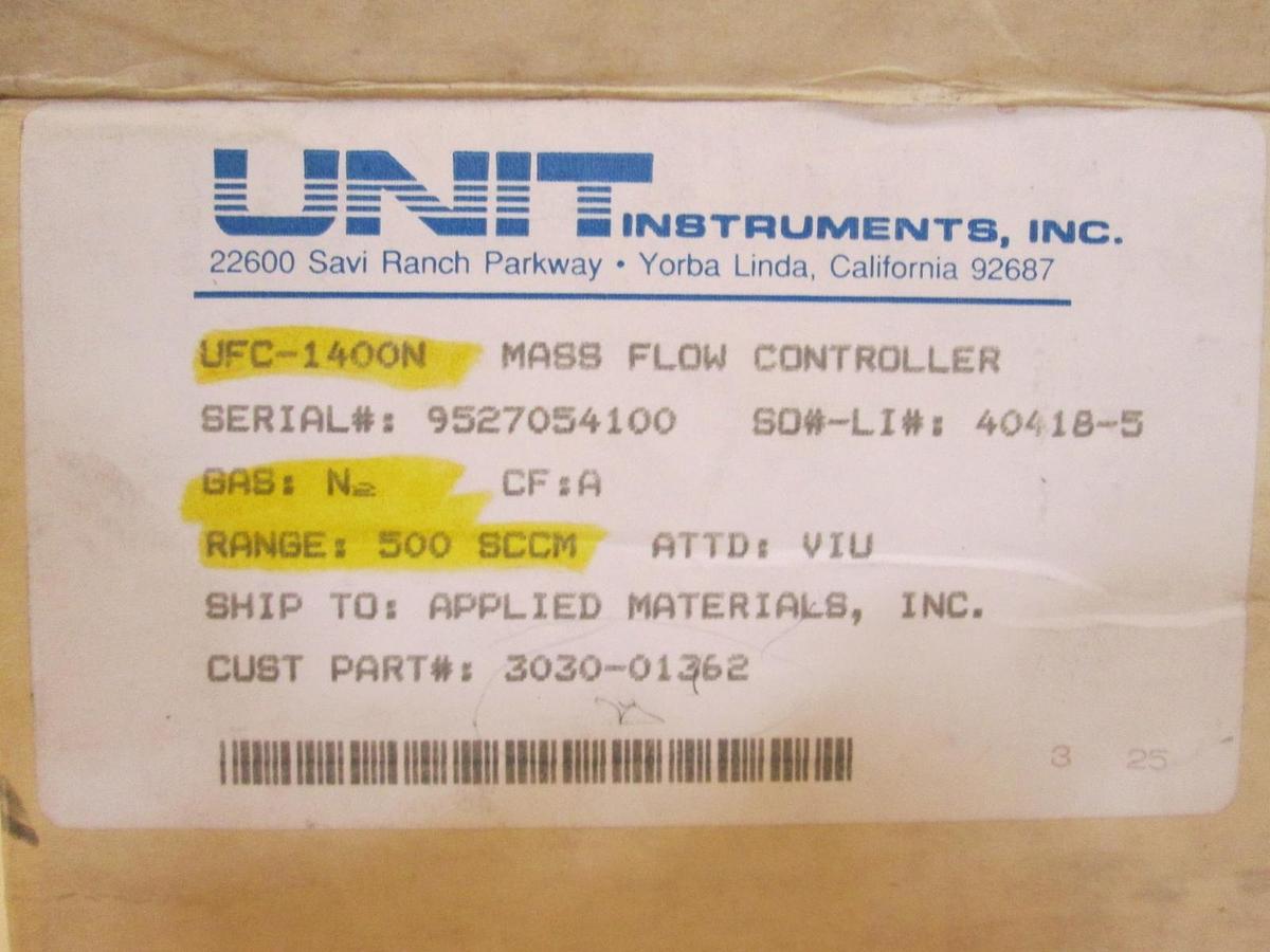 Used Unit UFC-1400N Mass Flow Controller, N2, 500 SCCM