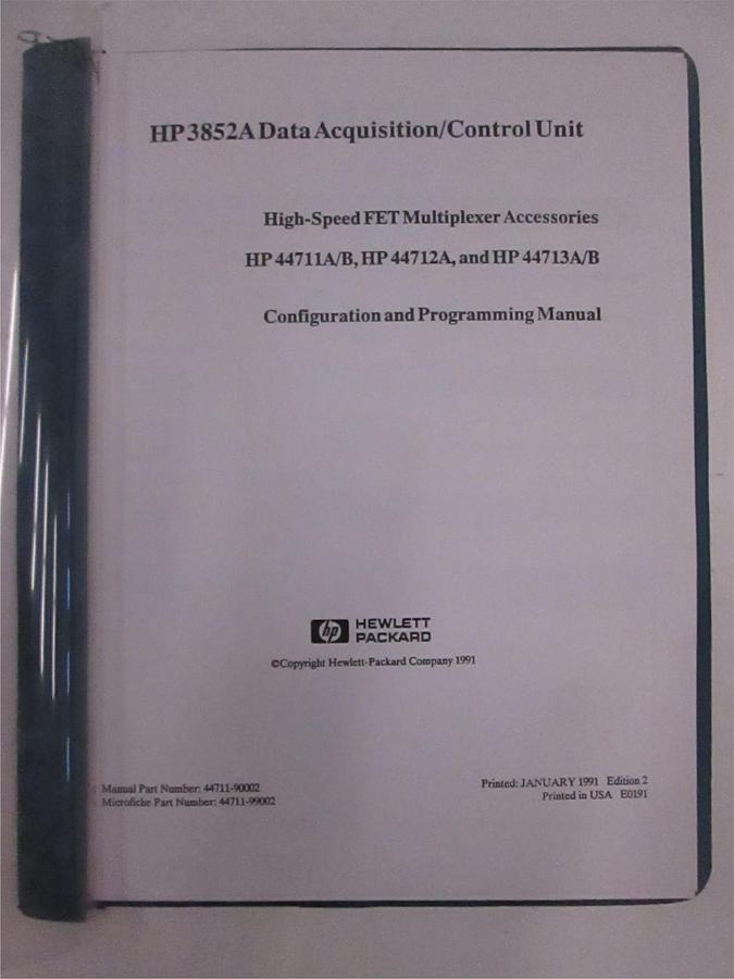 Used HP 3852A Acquisition/Control Unit Config and Programming Manual, Used