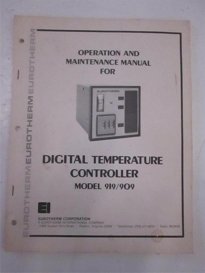 Used Eurotherm Digital Temp Controller Model 919/909 Operation Manual, Used