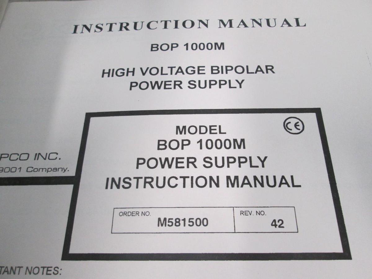 Used Kepco, Model BOP 1000M, Power Supply, Instruction Manual, Used
