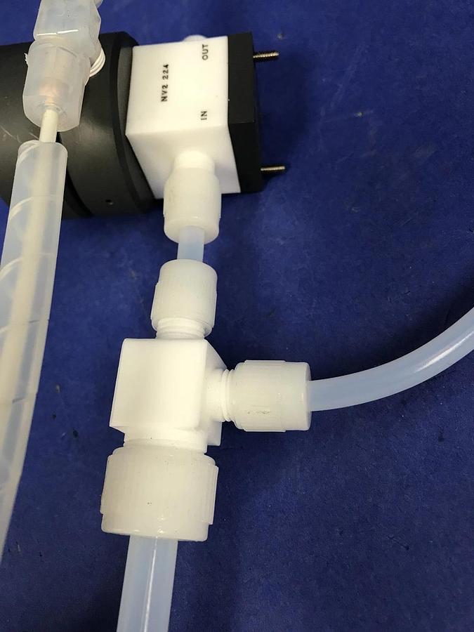Used Fluorocarbon NV2-224 High Purity N.C. Pneumatic Valve, w/ Teflon Fittings