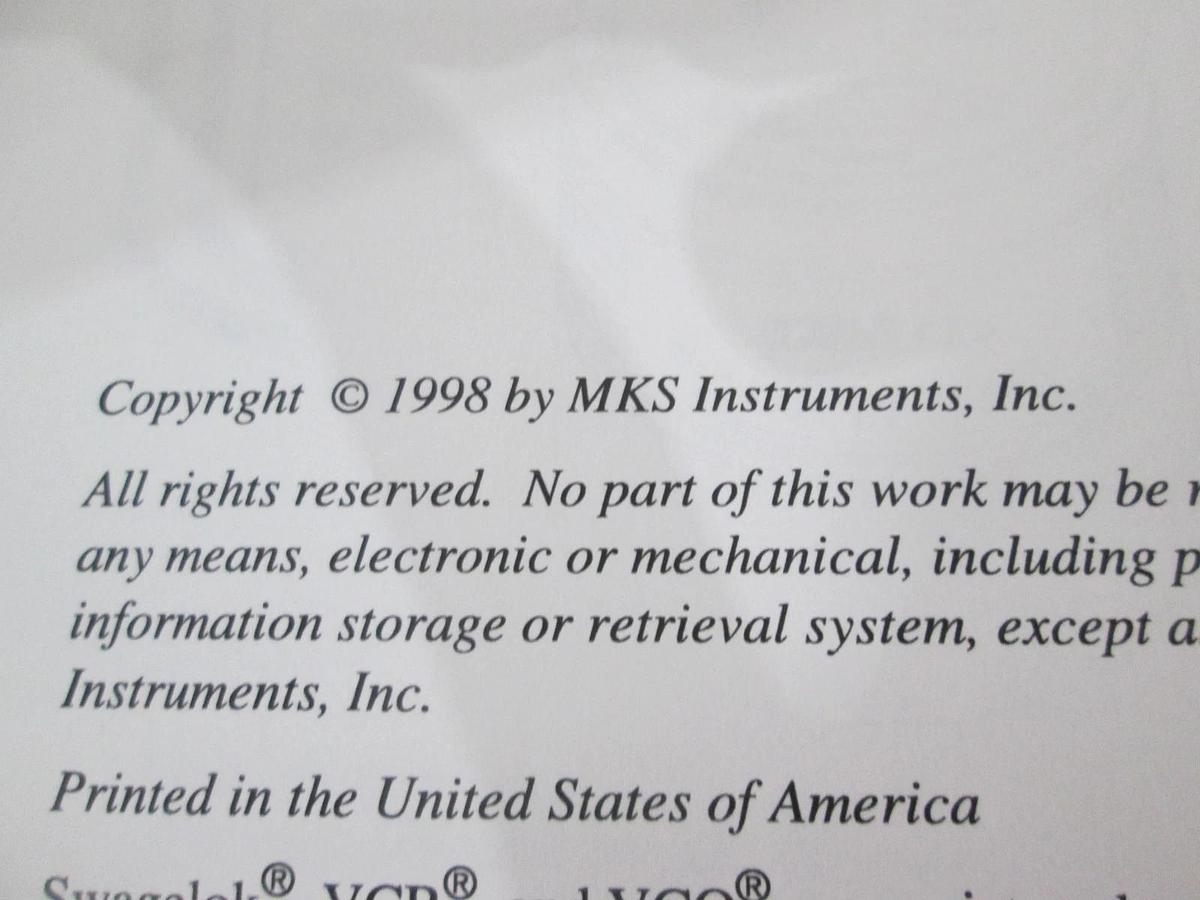 Used MKS, 622A/626A/627A/628A, Baratron Pressure Transducer Instruction Manual, Used