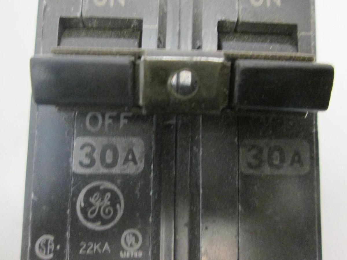 Used General Electric, Circuit Breaker, 22KA Type THHOL, 30A, 2 Pole, Used, Lot of 5