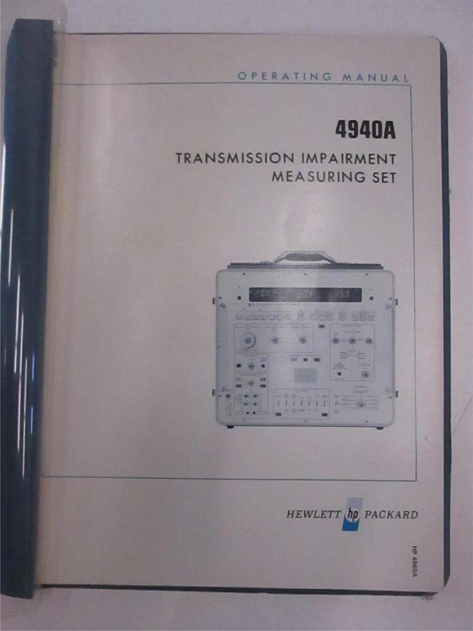 Used HP 4940A Transmission Impairment Measuring Set Operating Manual, Used