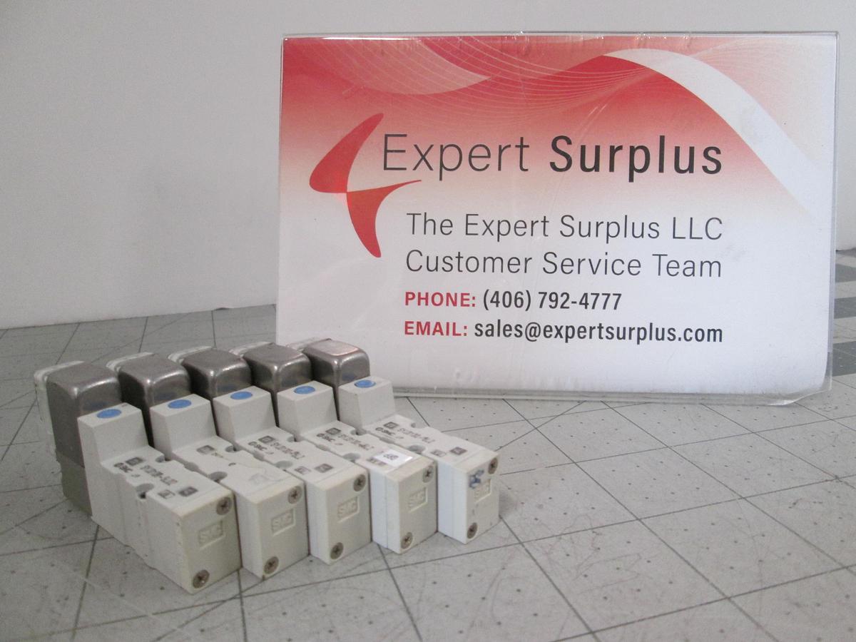 Used SMC, SYJ3130-5LZ, SYJ3000 24VDC, 4-Port Solenoid Valves, Used Lot of 5