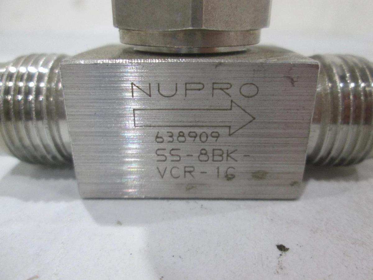 Used Nupro, SS-8BK-VCR-1C, Pneumatic Valve, Used