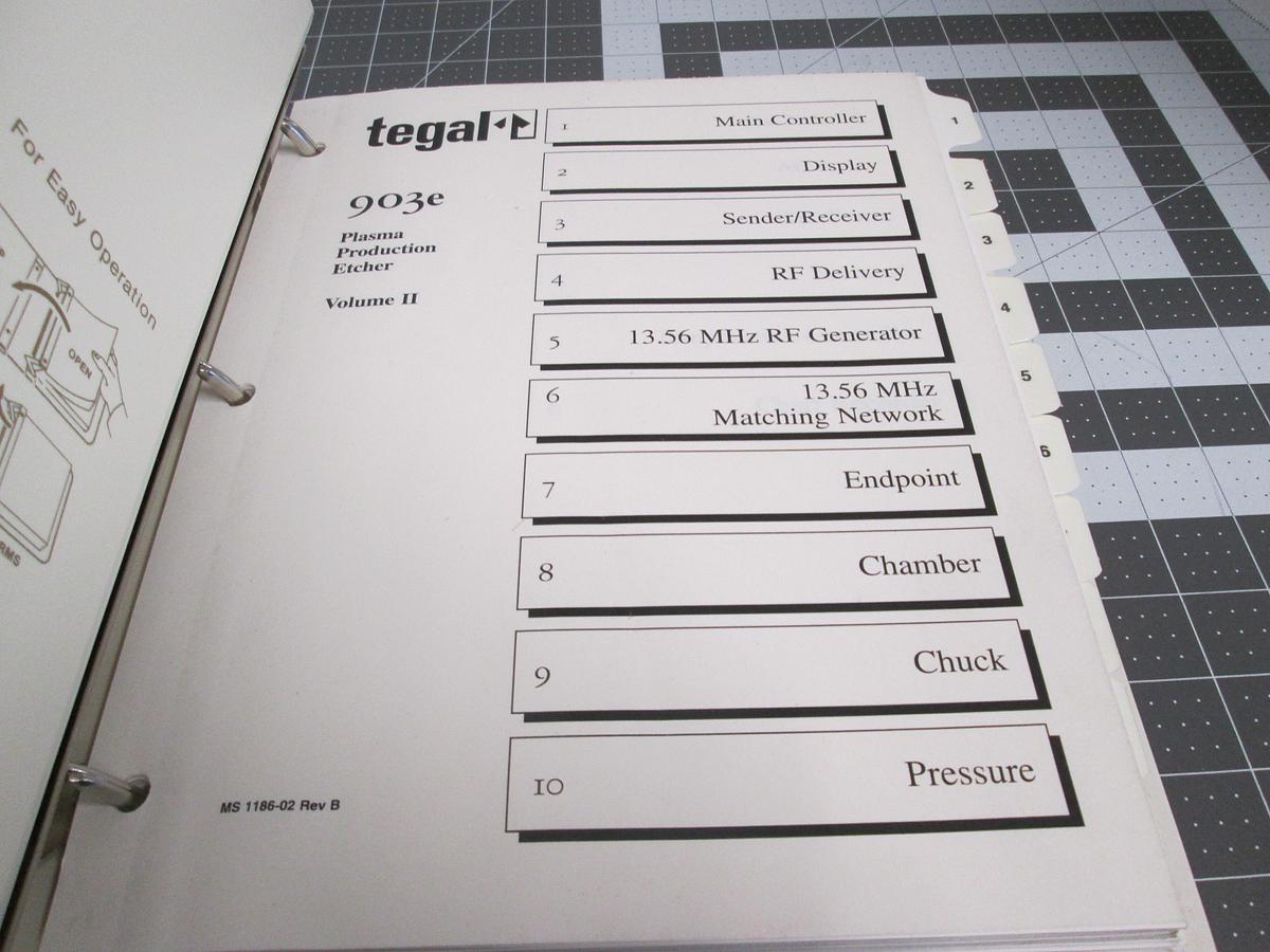 Used TEGAL,903E, Plasma Production Etcher Volume ll Manual MS 1186-02 Rev B