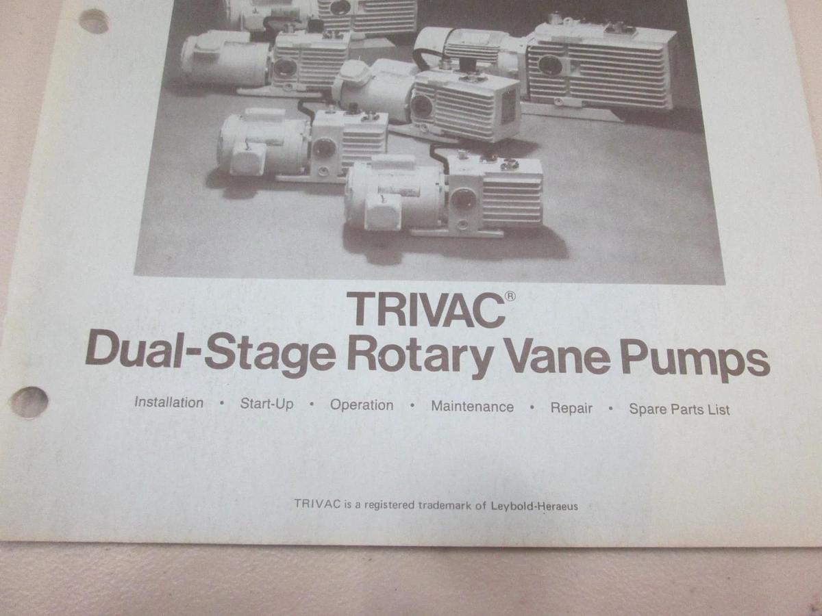 Used Leybold, 99-800-005, Operation and Maintenance Manual for TRIAC Pumps, Used