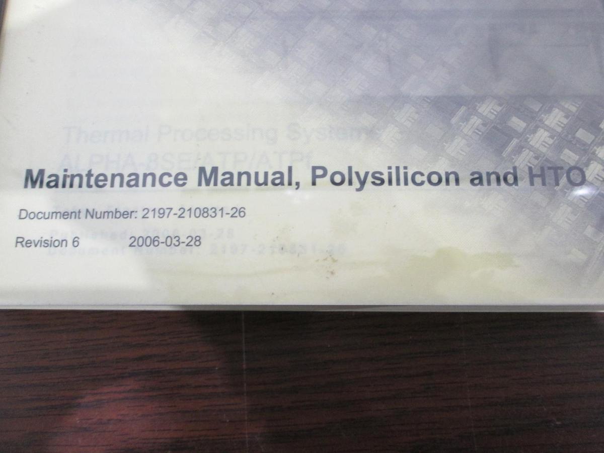 TEL Tokyo Electron, ALPHA-8SE/ATP/ATPf, Maintenance Manual, Polysilicon, New