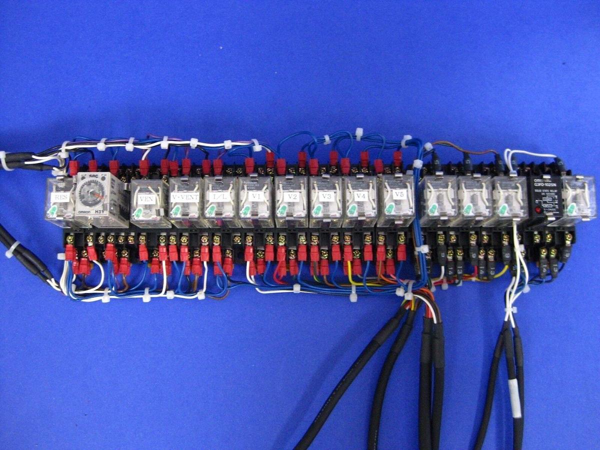 Used OMRON Relay Assy w/ MY2N-D2 Relays, H3Y Timer, G3FD-102SN SS Relay, Track Mount
