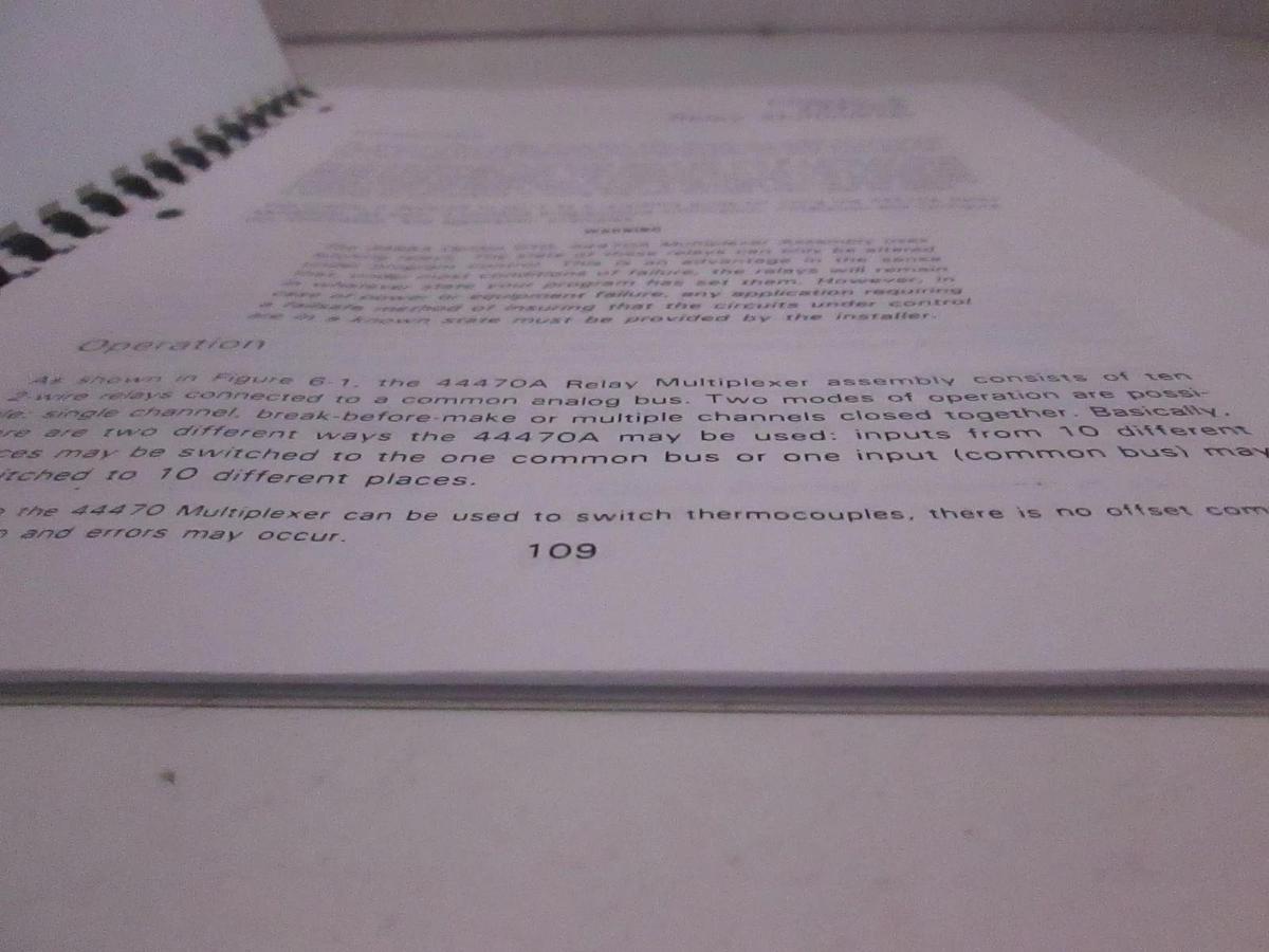 Used HP Model 44470A, Relay Multiplexer Chapter 6, User's Guide, Used