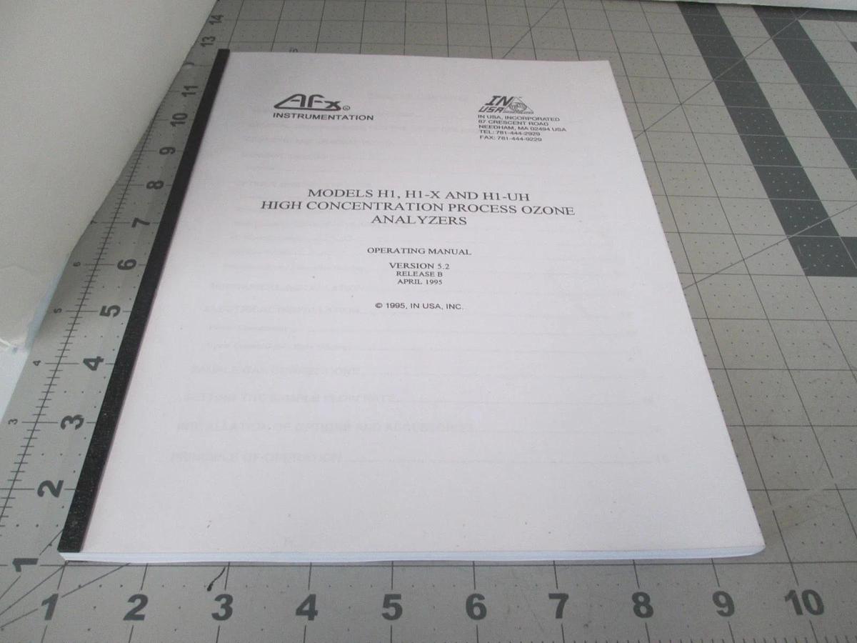 Used AFX Instrumentation, Model H1, H1-X and H1-UH Operating Manual, Version 5.2, Use