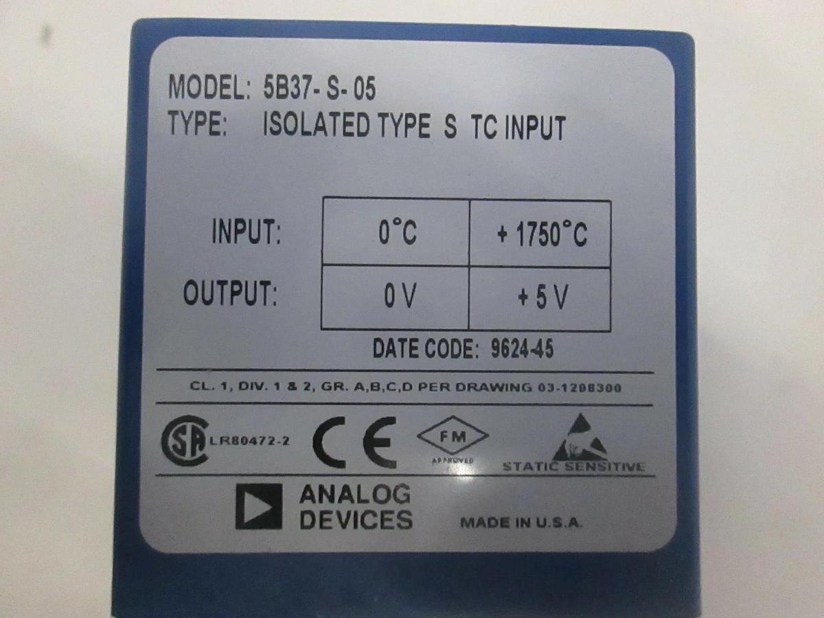 Used Analog Devices, Isolated Type S TC Input, 5B37-S-05, Used, Lot of 6
