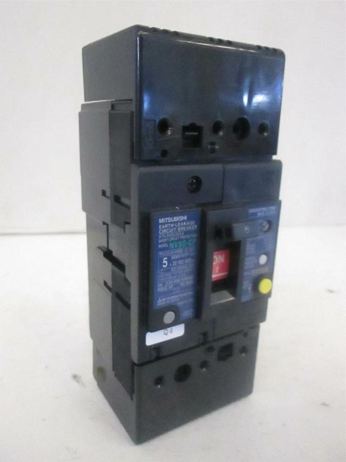 Used Mitsubishi, 3 Pole Earth-Leakage Circuit Breaker 5A, NV50-CP, Used