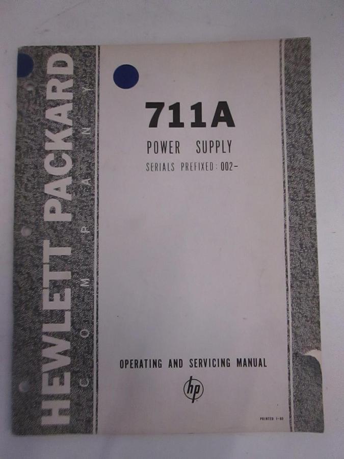 Used HP Model 711A Power Supply Operating and Servicing Manual, Used