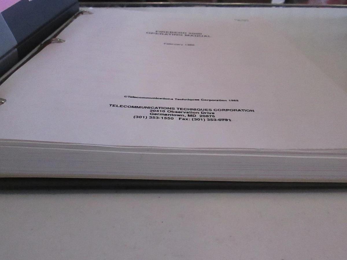 Used TTC Fireberd 2000 Data Error Analyzer Operating Manual, Used