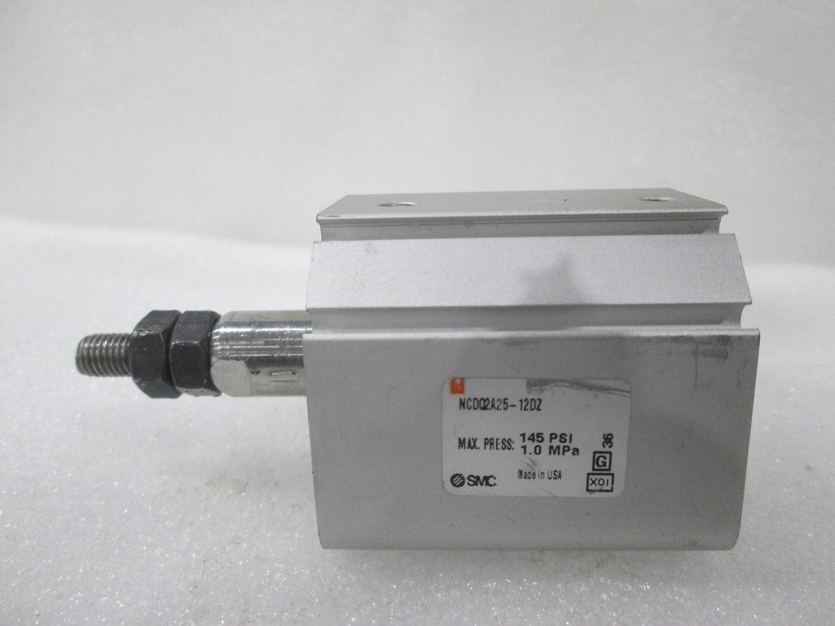 SMC, Pneumatic Cylinder, NCDQ2A25-12DZ, 145 PSI, 1.0 MPa, Used