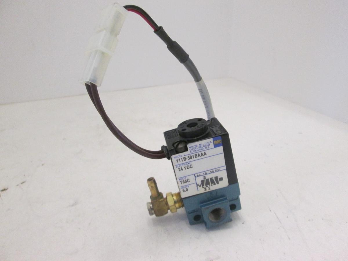 Used MAC, 111B-501BAAA, Solenoid Valve, 24 VDC, 6W, Used