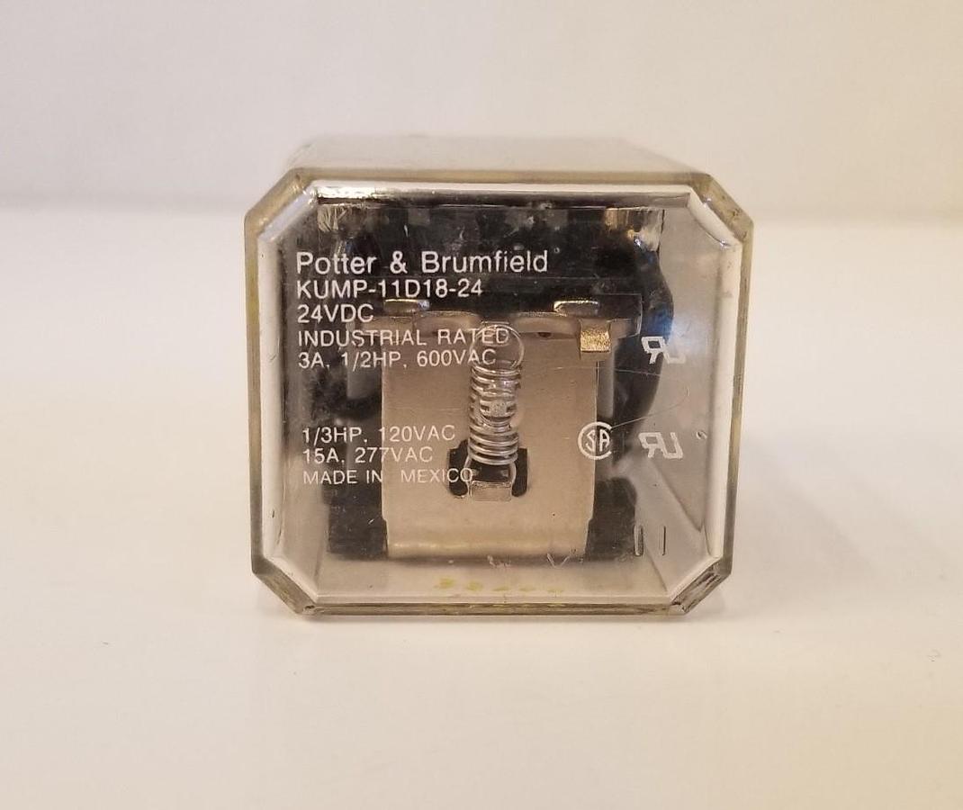 Used POTTER & BRUMFIELD, KUMP-11D18-24, Relay, 15A, 24 VDC, Used, Lot of 2