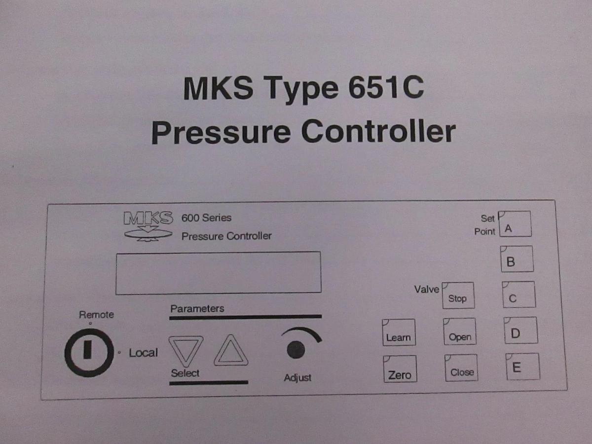 Used MKS Type 651C Pressure Controller Manual, 115605-P1, Used