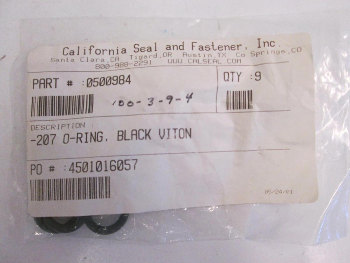 Used California Seal, 0500984, Silicone Black Viton -207, O-Ring Lot of 9
