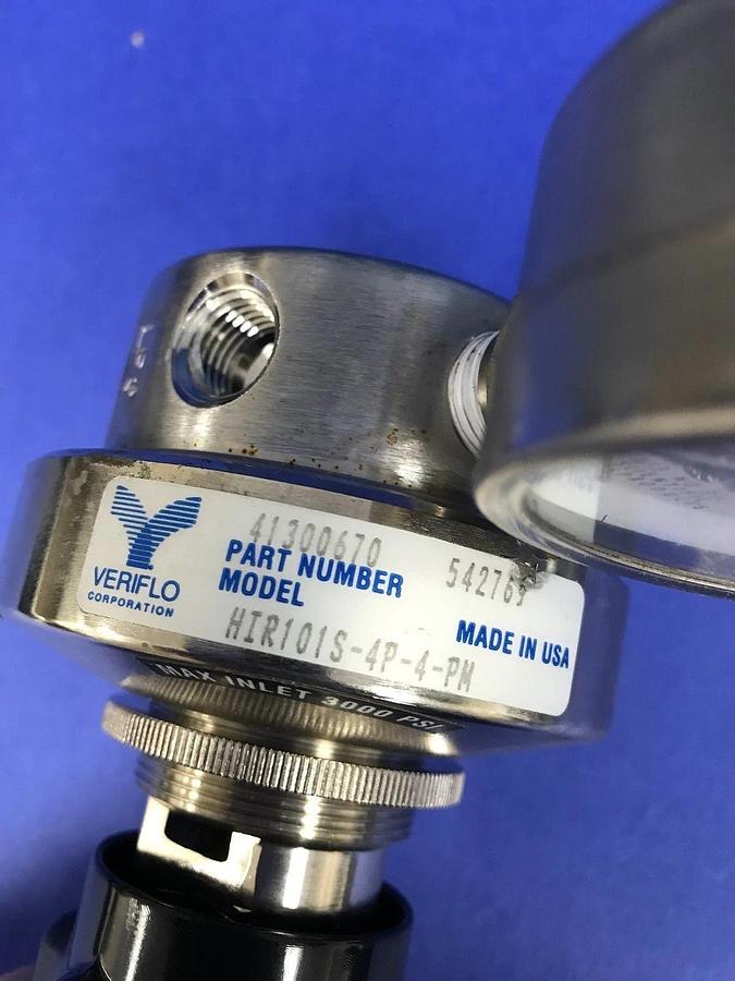 Used Veriflo HIR101S-4P-4-PM Single Stage Pressure Reducing Regulator, w/ Gauge