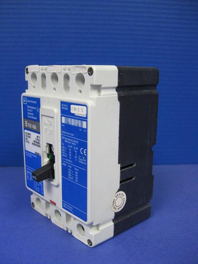 Used Westinghouse Series C FWF3040L Circuit Breaker,415 VAC, 40A 3 Pole, Used