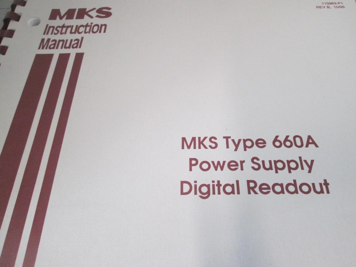 Used MKS, Type 660A, Power Supply Digital Readout Instruction Manual, Used
