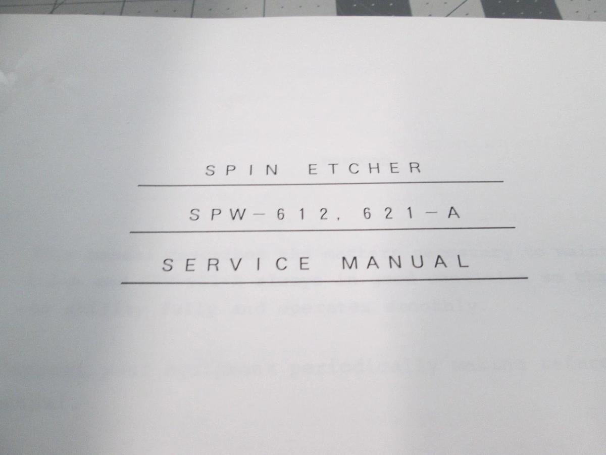 Used Screen, SP-W612, Spin Etcher, Maintenance Manual, Used