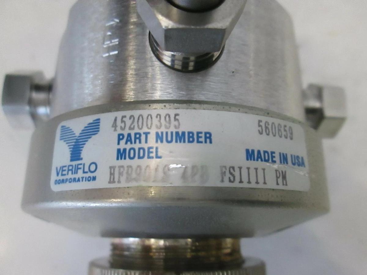 Used Veriflo HFR901S4PB Pressure Regulator with Millipore WG2F06WR1 Gas Filter, Used