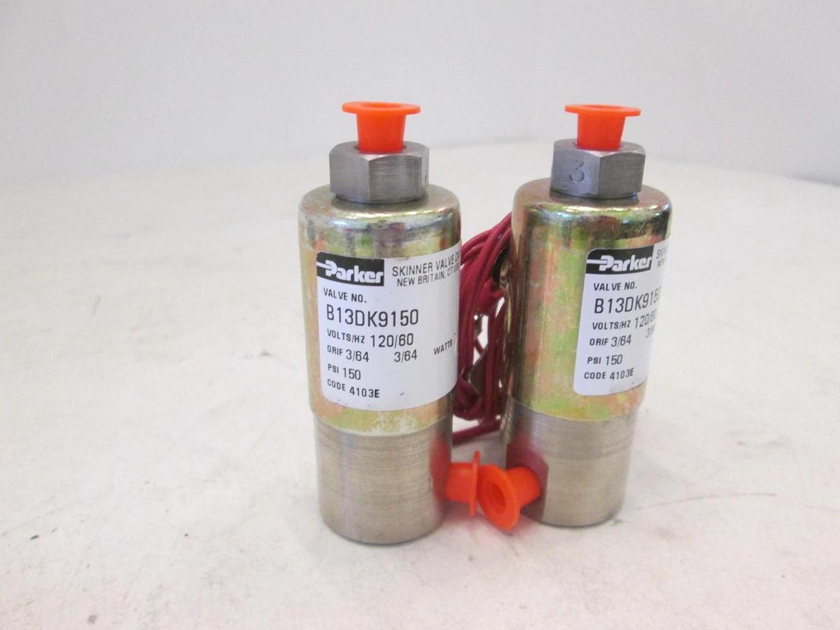 Parker, Solenoid Valve, B13DK9150, 3/64 Orifice, 150 PSI, 120V, New, Lot of 2