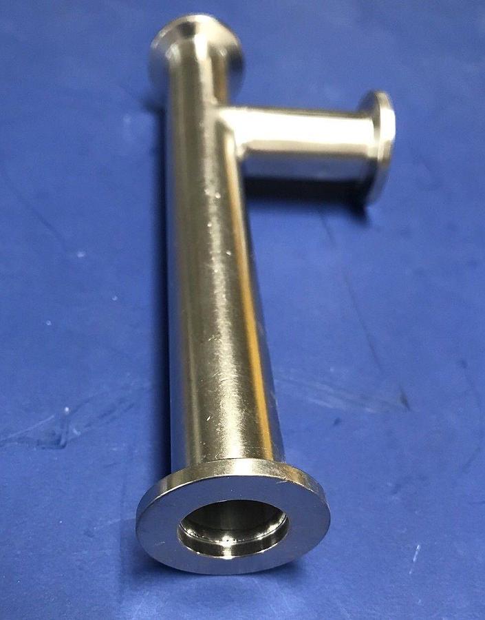 Used Stainless Steel Vacuum Pipe Weldment, Tee w/ NW16 Flanges