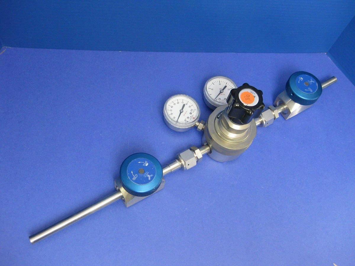 Used Veriflo Gas Stick Assy w/ HFRQ100W Regulator, 43700479 High Flow Valves, Gauges