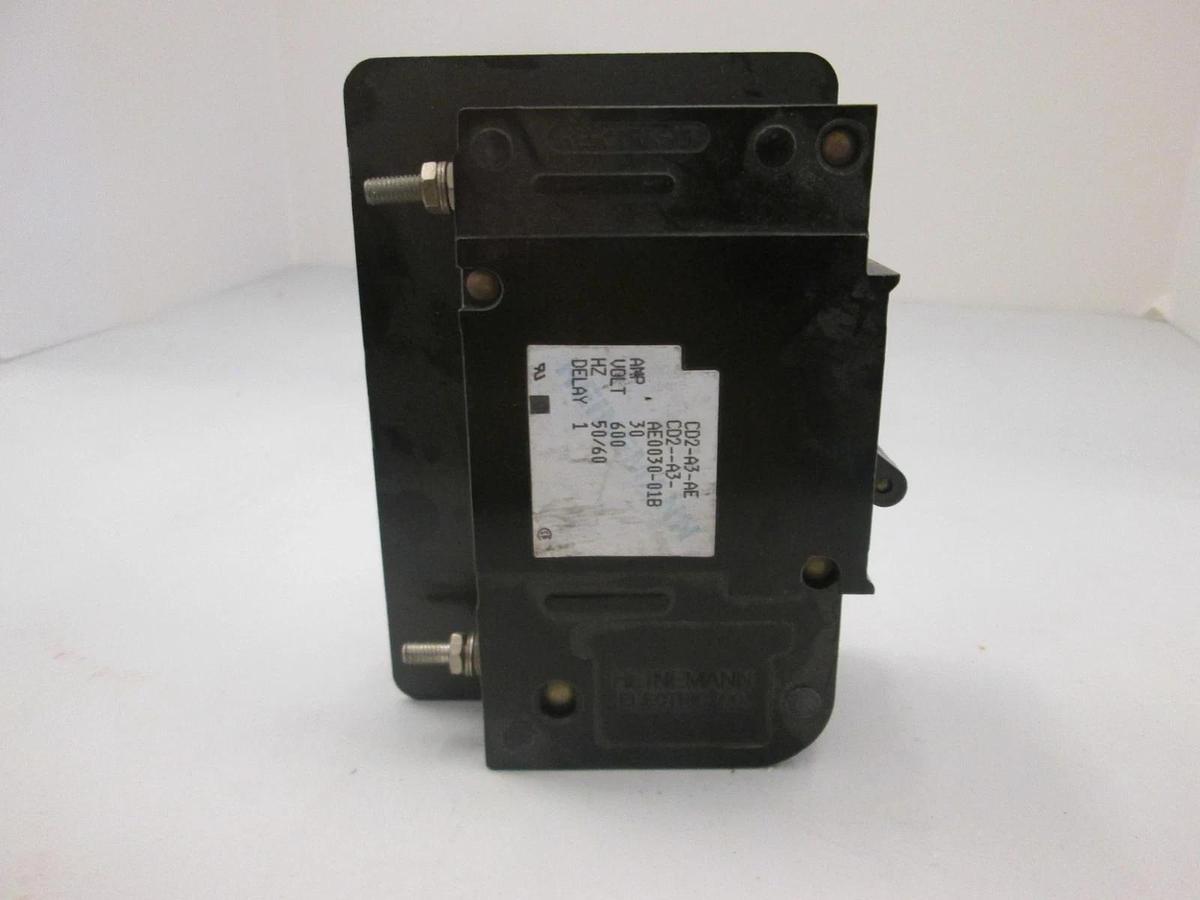Used Heinemann, CD2-A3-AE0030-01B, Circuit Breaker, 30A, 600V, 2 Pole, Used