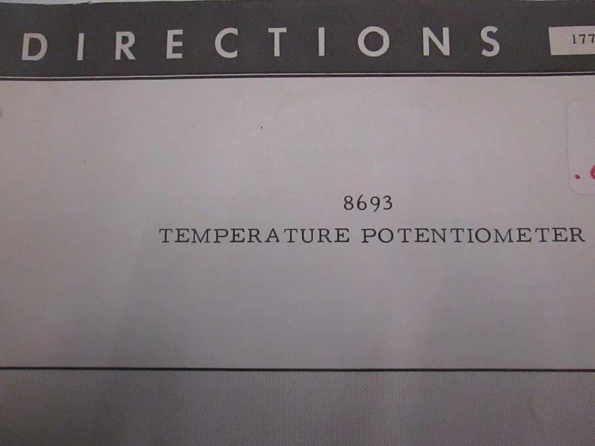 Used Leeds and Northrup 8693 Temperature Potentiometer Directions, Used