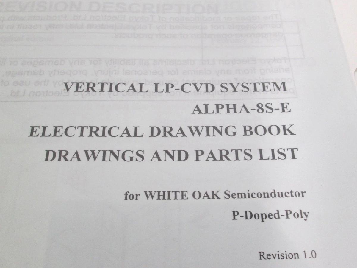 Used TEL Tokyo, ALPHA-8S-E, Electrical Drawing Book P-Doped-POLY, REV 1.0, Used