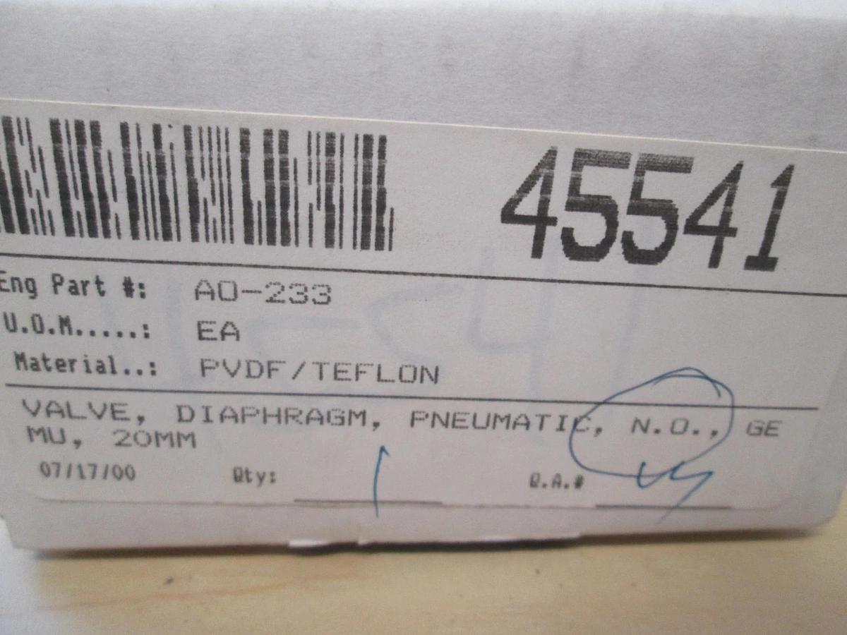 GEMU, ID-CH-88086060, Pneumatic N.O Diaphragm Valve, PST 4-6 Bar, New