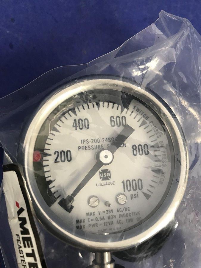 Used Ametek IPS-200-24SG Indicating Pressure Switch, 0-1000 psi, New in Wrap