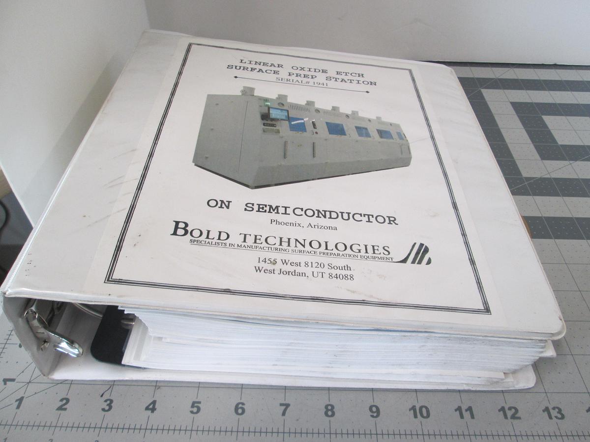 Used Bold Technologies, 1941, Linear Oxide Etch Surface Prep Station, User Manual, Used