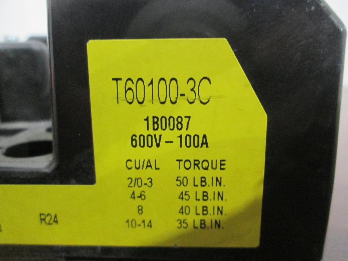 Used Buss, T60100-3C, Fuseholder, Class T, 600V-100A, Used