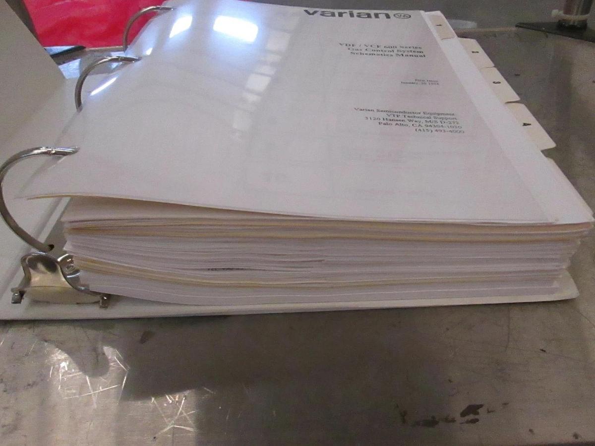 Used Varian VDF/VCF 600 Series Gas Control System, Schematics Manual, Use
